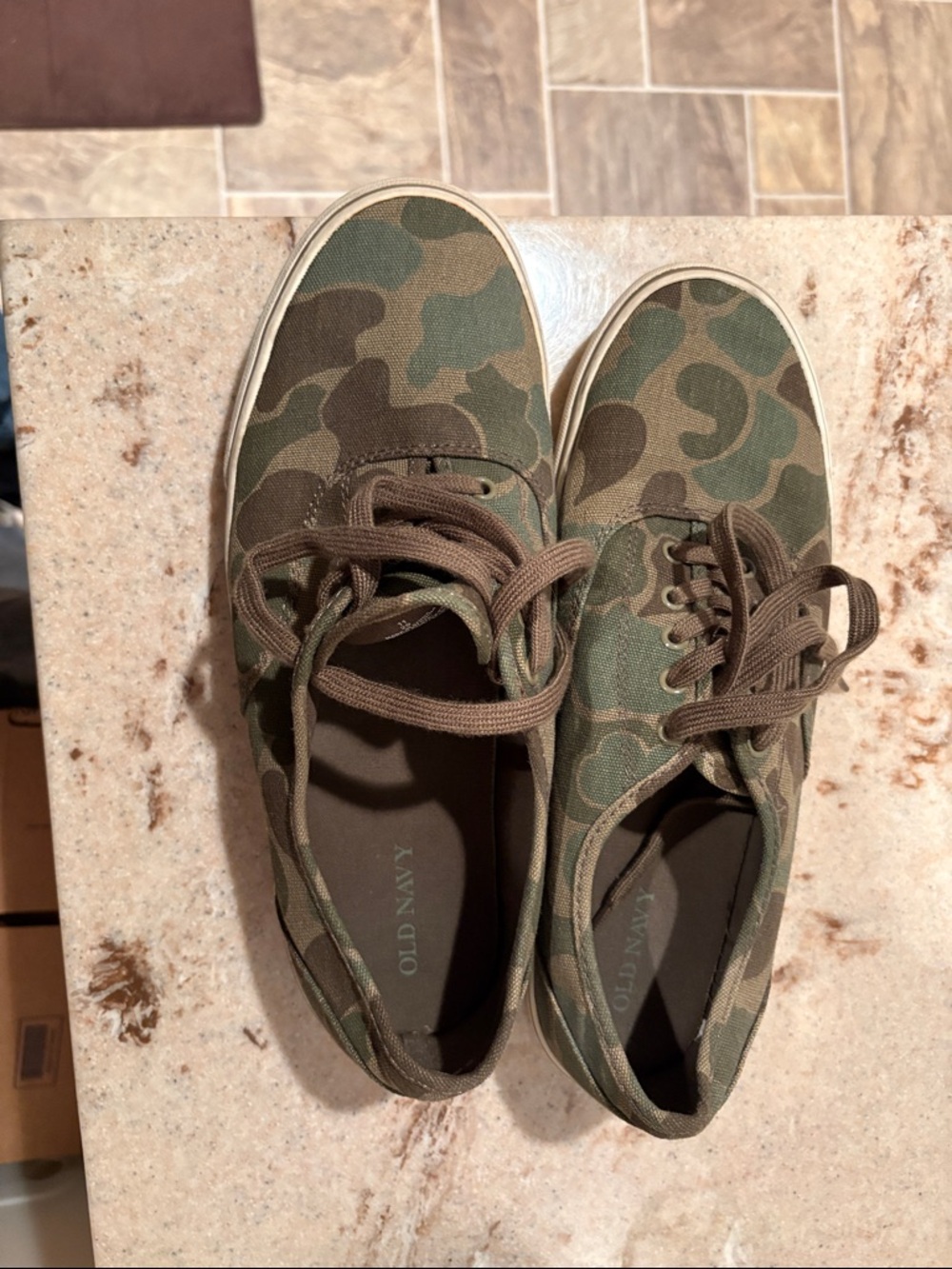 Old Navy Mens Camouflage Canvas Sneakers in Brown and Green